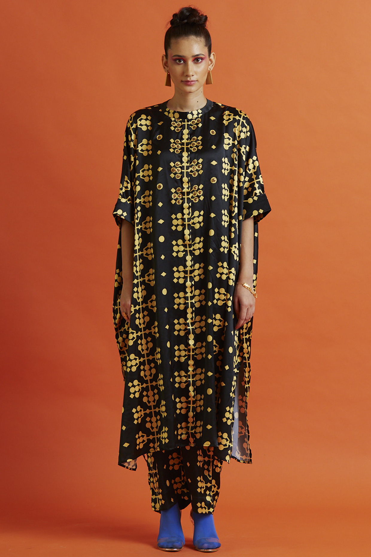 Black & Gold Printed Kaftan Set by Aavidi