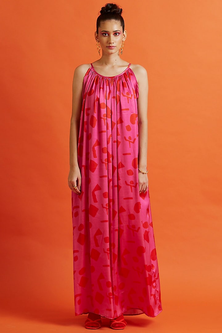 Fuchsia Printed Dress by Aavidi