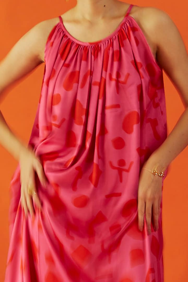 Fuchsia Printed Vacation Dress by Aavidi at Pernia's Pop Up Shop