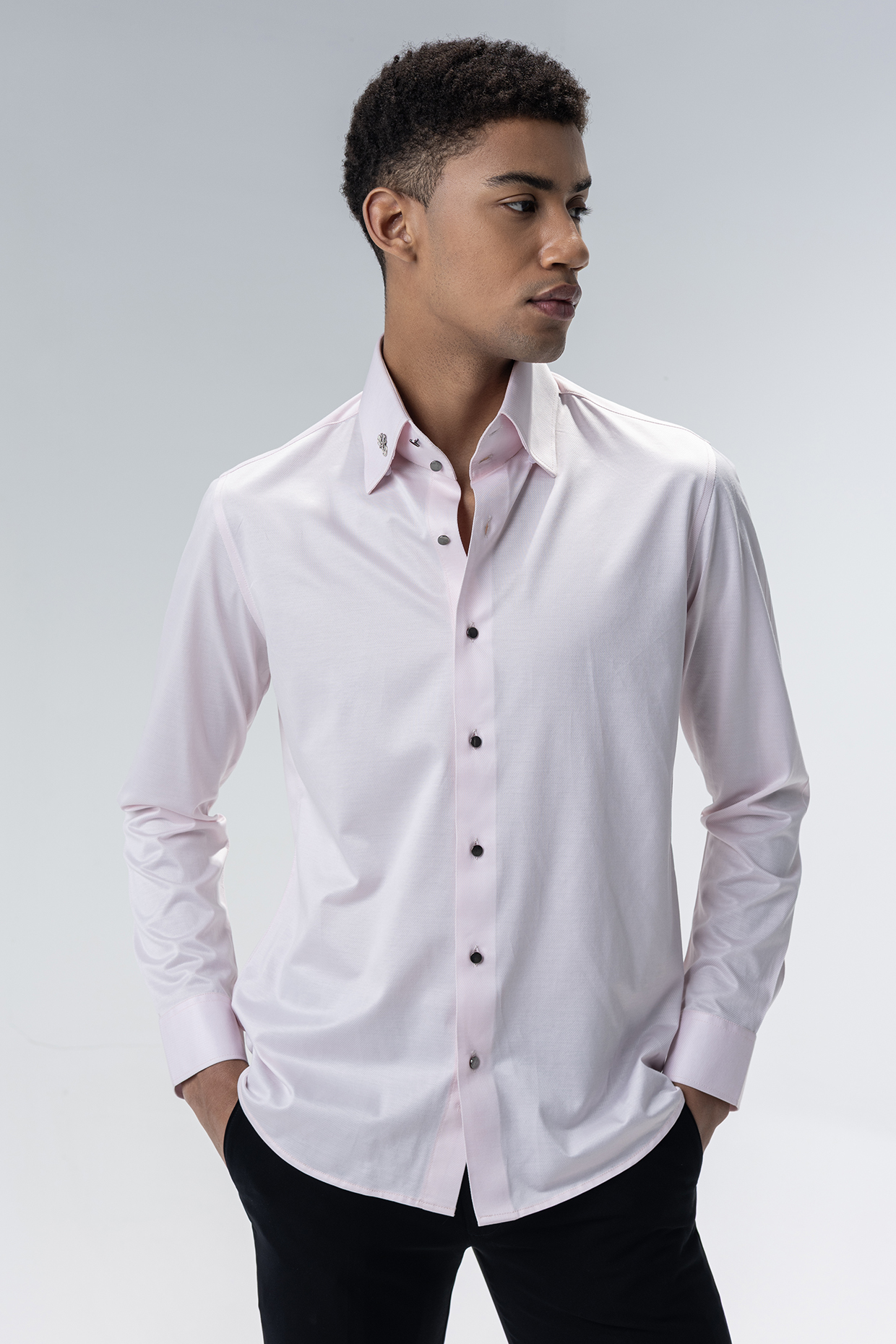Baby Pink Knit Shirt by AMIT ARORA