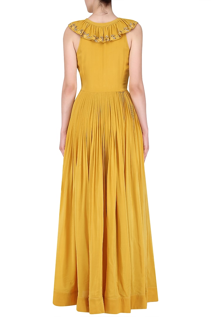 Mariegold yellow ruffle anarkali available only at Pernia's Pop Up Shop.