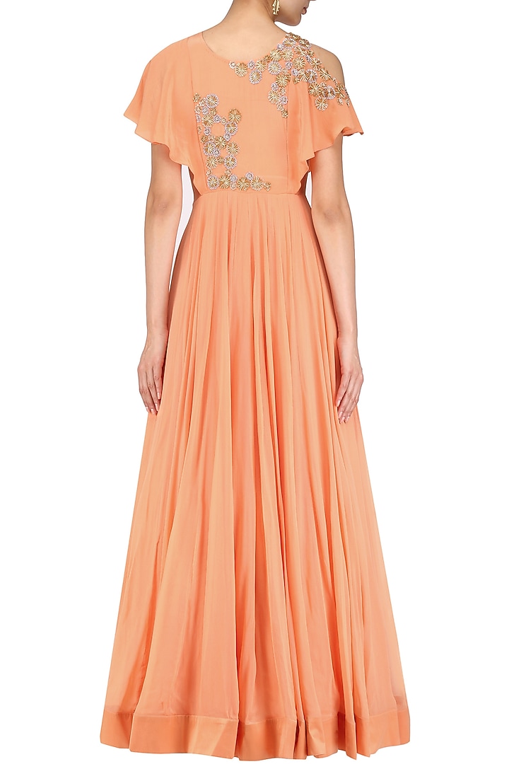 Coral peach cold shoulder dress available only at Pernia's Pop Up Shop.