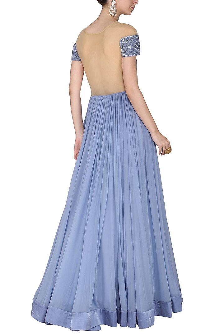 Lavender embroidered off shoulder gown available only at Pernia's Pop Up Shop.