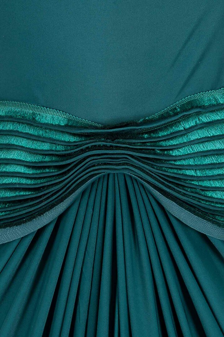 Teal peplum draped dress available only at Pernia's Pop-Up Shop.