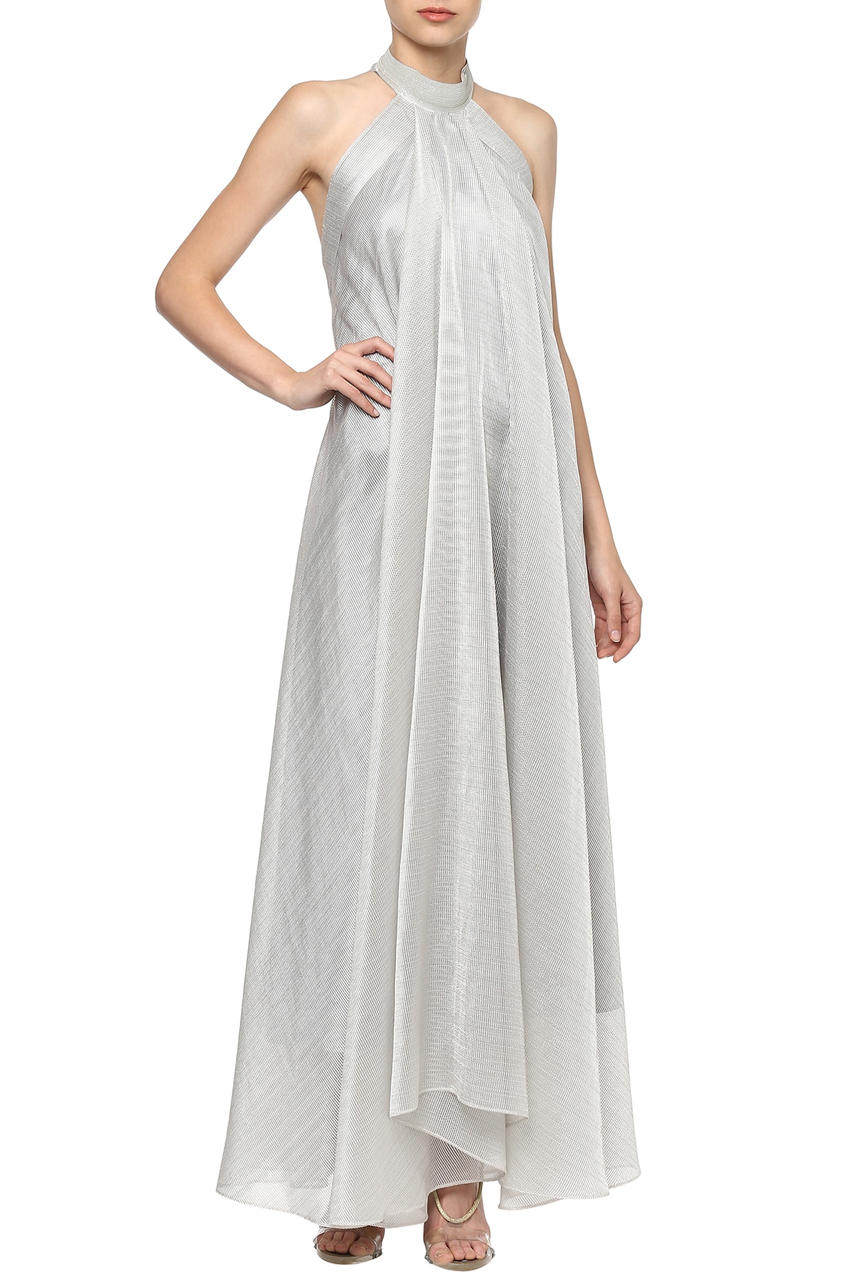 silver halter gown