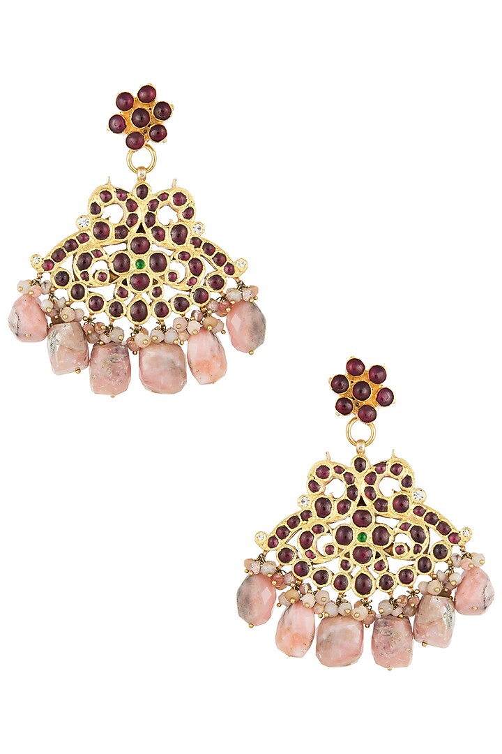 Gold plated pink pearls embellished earrings available only at Pernia's Pop Up Shop.