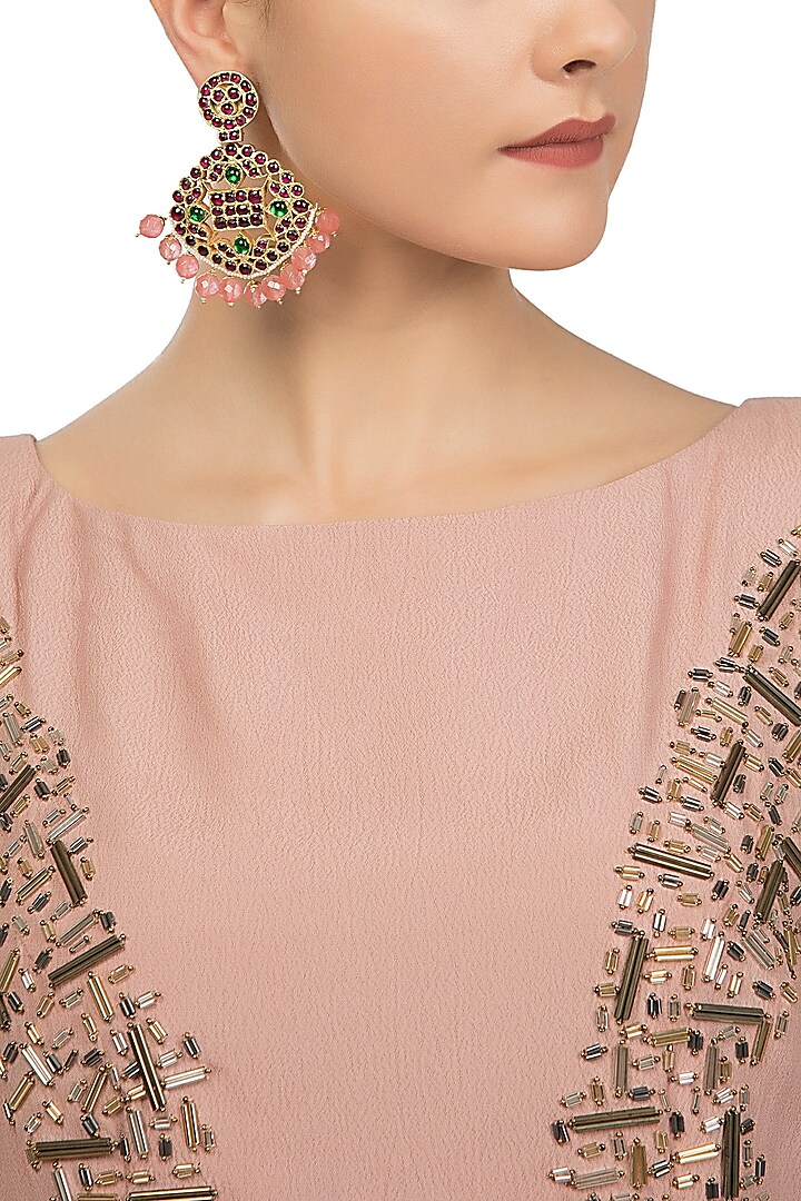 Gold Plated Oyster Shaped Earrings by Aaharya