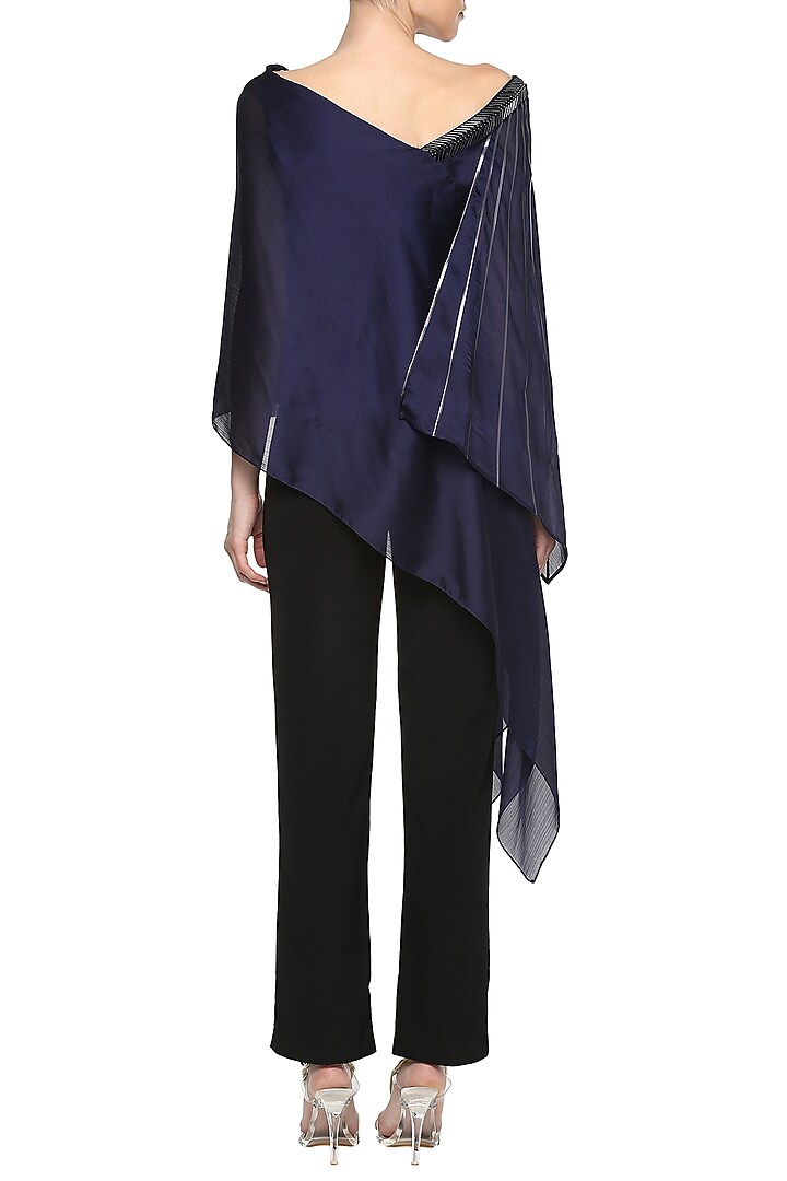 Ink blue asymmetrical cape top available only at Pernia's Pop Up Shop.
