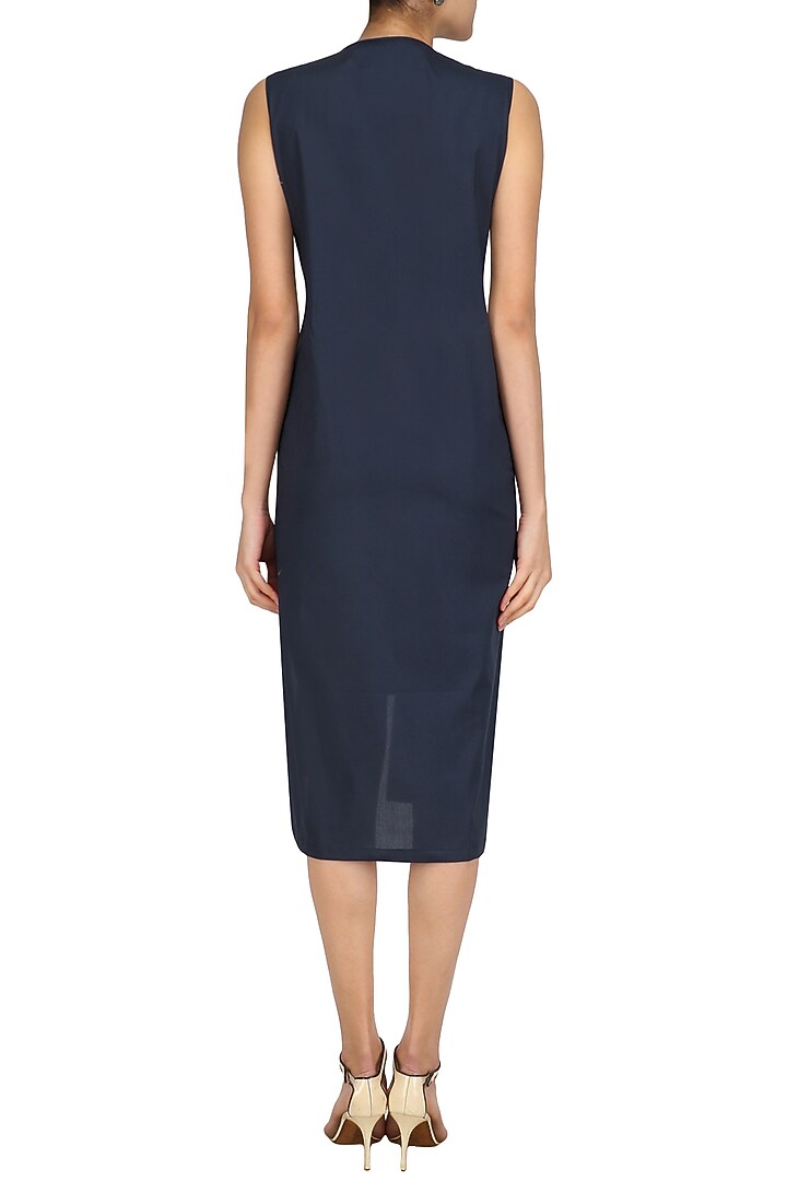 Black leather panel flared tunic dress available only at Pernia's Pop Up Shop.