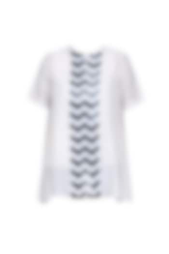 Ivory Zigzag Panel Loose Top by Amit Aggarwal