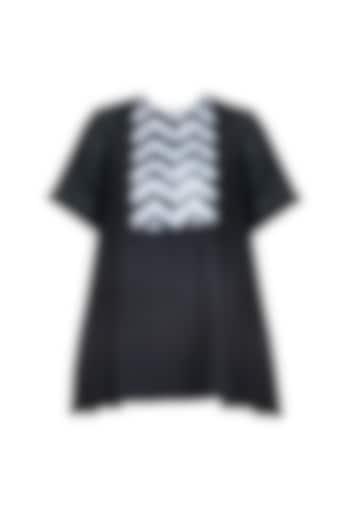 Black Zigzag Panel Loose Top by Amit Aggarwal