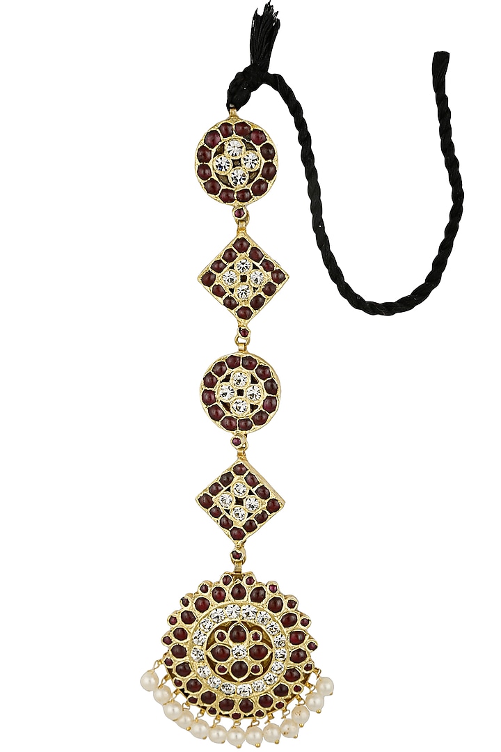 Aaharya presents Gold leafing surya maang tikka available only at Pernia's Pop Up Shop.