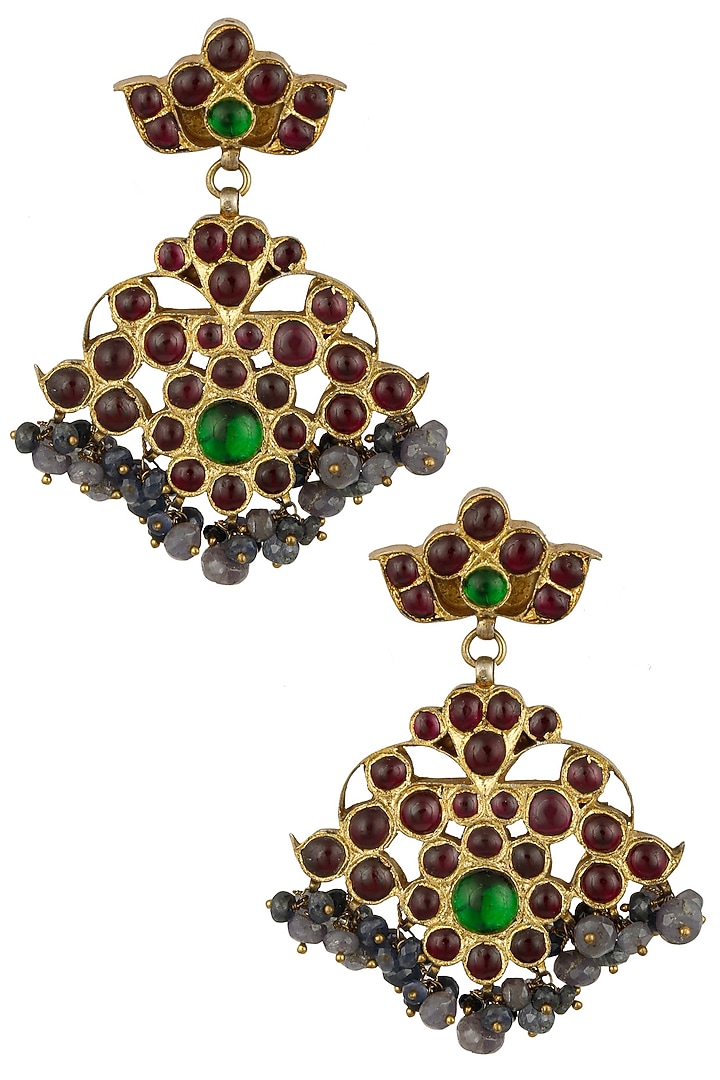 Aaharya presents Gold leafing dangler earrings available only at Pernia's Pop Up Shop.