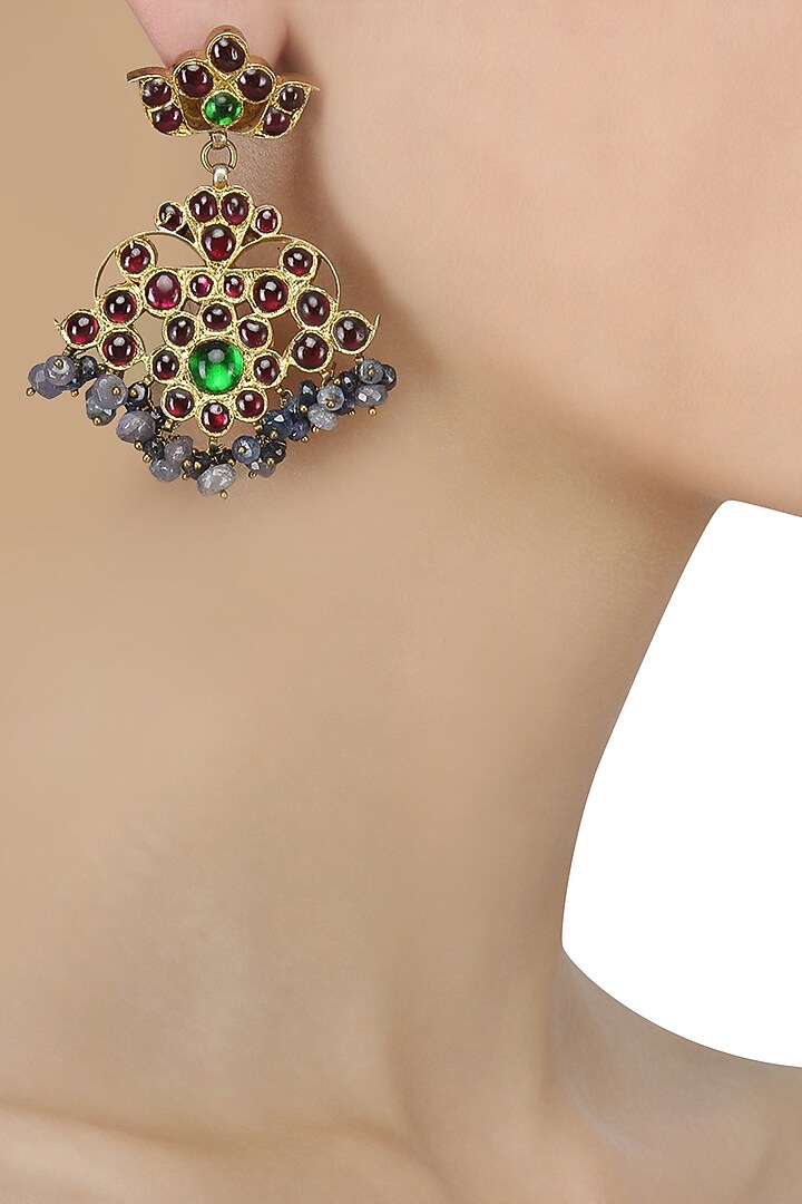 Aaharya presents Gold leafing dangler earrings available only at Pernia's Pop Up Shop.