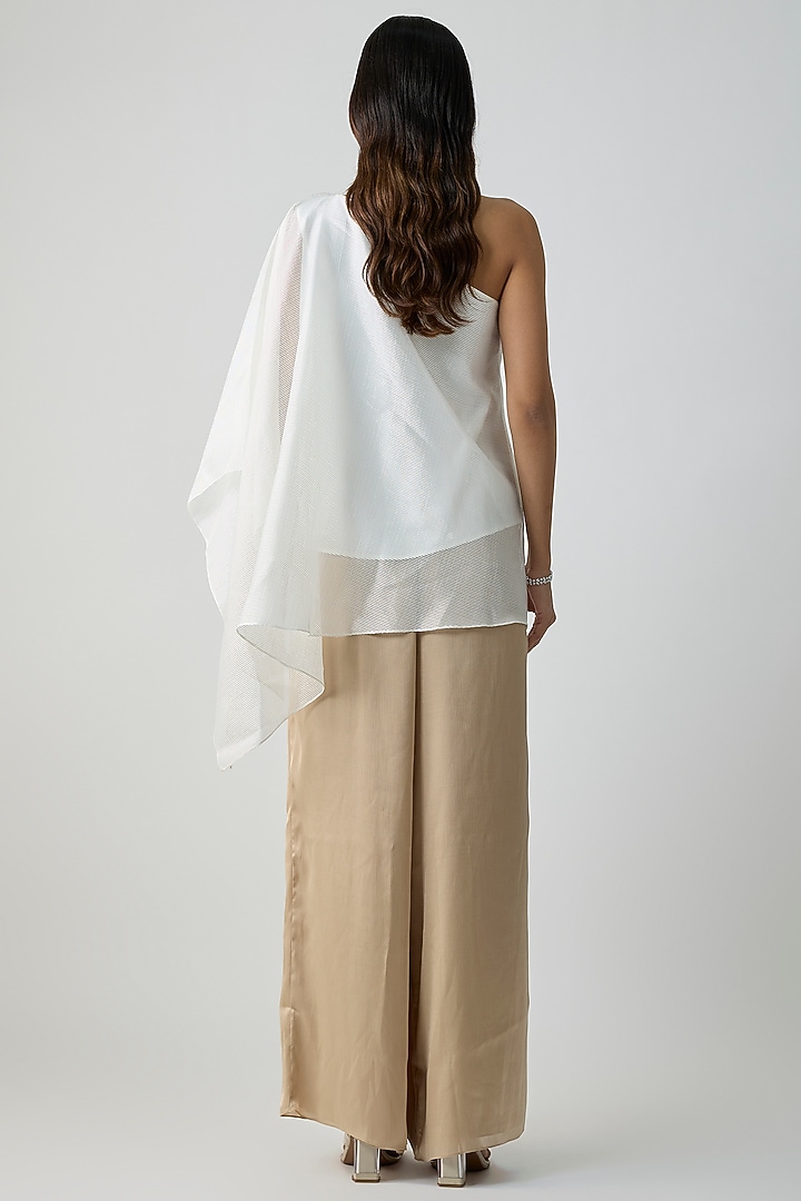 Pearl-Colored Ribbed Organza Top by Amit Aggarwal at Pernia's Pop Up Shop