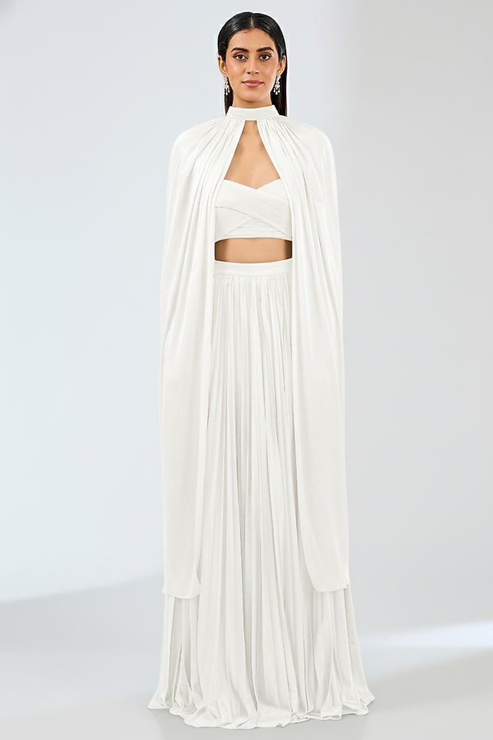 Pearl White Jersey Jacket Bridal lehenga for 22 Lehenga Set by Amit Aggarwal at Pernia's Pop Up Shop