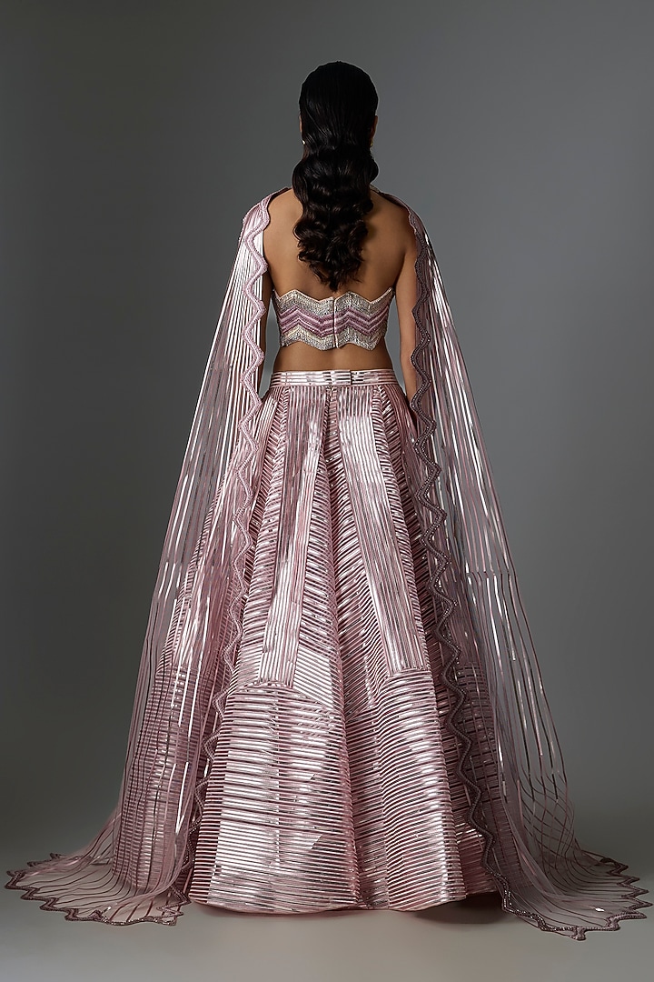 Blush Tulle Metallic Skirt Set by Amit Aggarwal at Pernia's Pop Up Shop