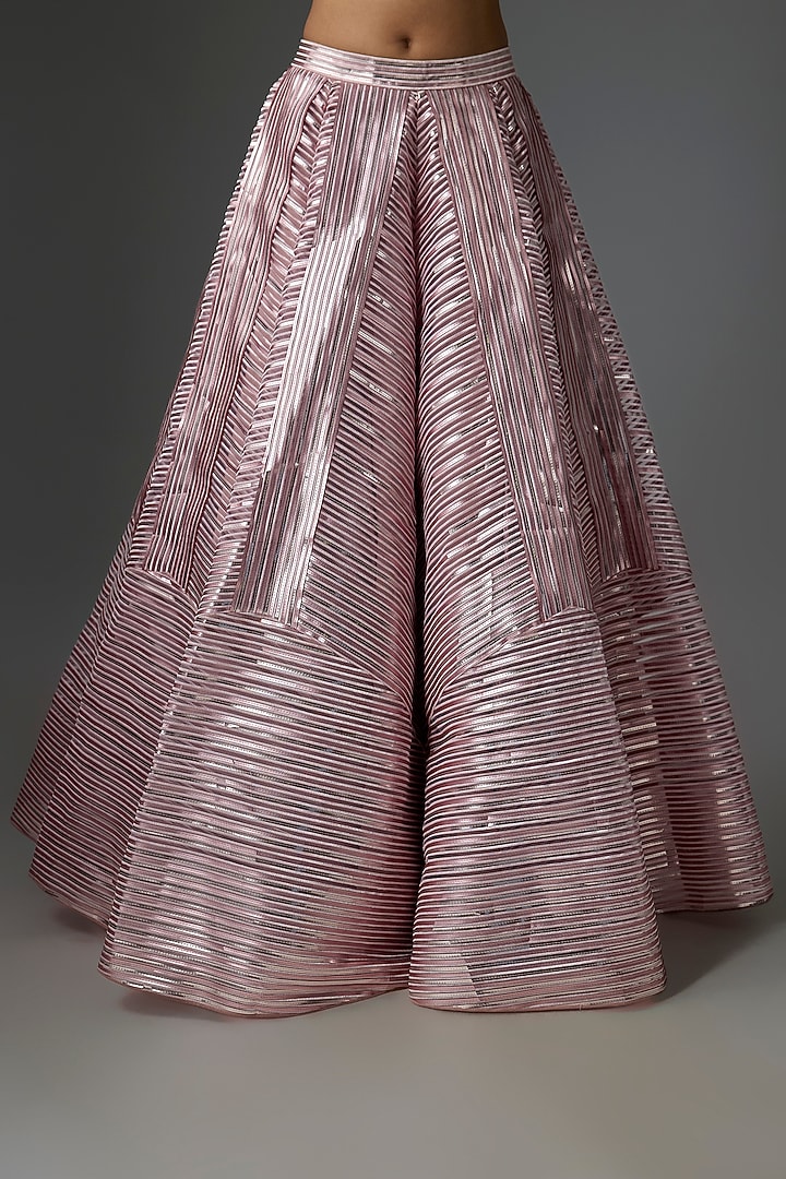 Blush Tulle Metallic Skirt Set by Amit Aggarwal at Pernia's Pop Up Shop