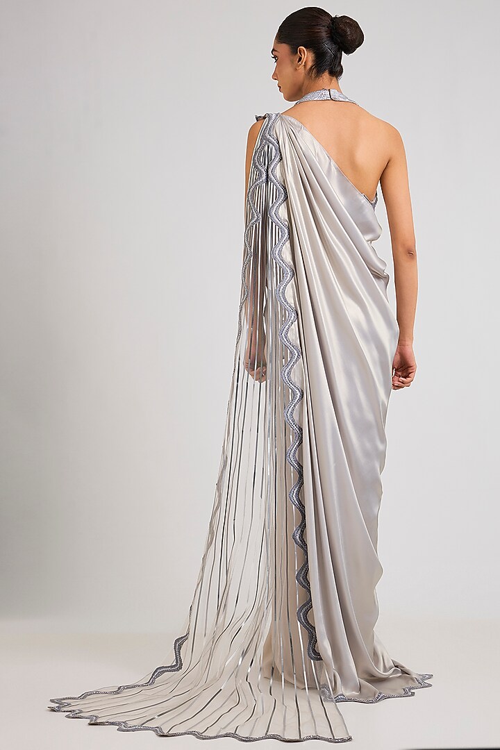 Sand-Colored Glazed Chiffon Skirt Set by Amit Aggarwal at Pernia's Pop Up Shop