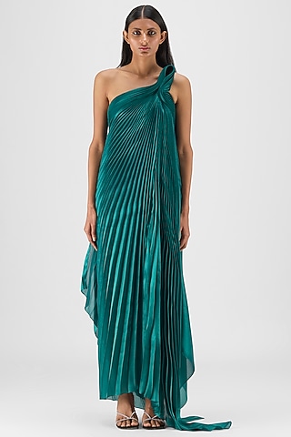 Emerald Green Crepe Chiffon Maxi Dress by Amit Aggarwal