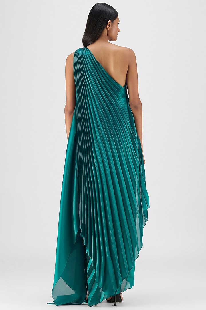 Emerald Green Crepe Chiffon Maxi Cocktail Dress by Amit Aggarwal at Pernia's Pop Up Shop