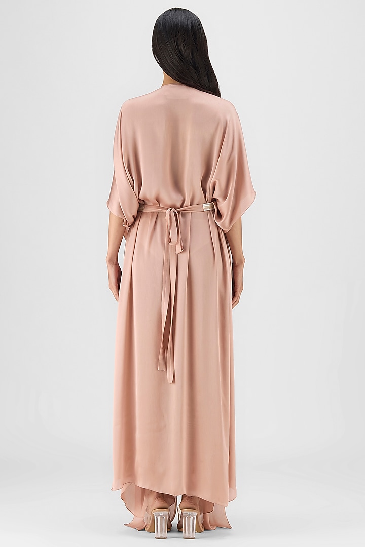 Rose Pink Metallic Polymer & Crepe Chiffon Engagement Gown by Amit Aggarwal at Pernia's Pop Up Shop