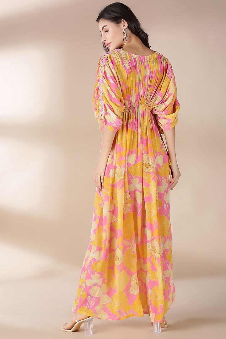 Yellow Printed Kaftan by Archana Shah at Pernia's Pop Up Shop