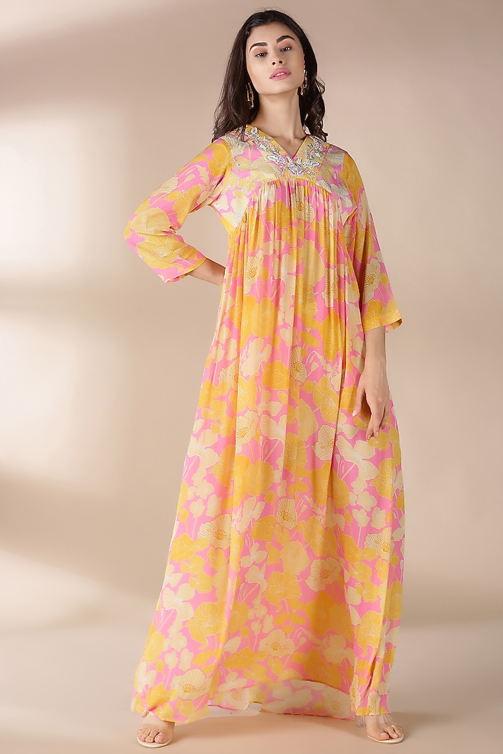 chinese dress ladies Verlaine Yellow Satin Maxi Dress - US 0