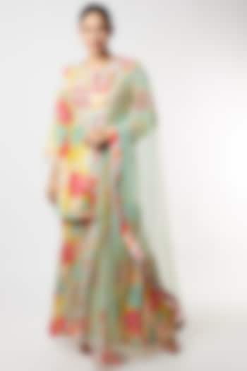 Yellow Printed Sharara Set by Archana Shah at Pernia's Pop Up Shop