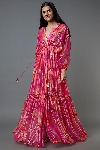 Fuchsia Floral Printed Kaftan by Archana Shah