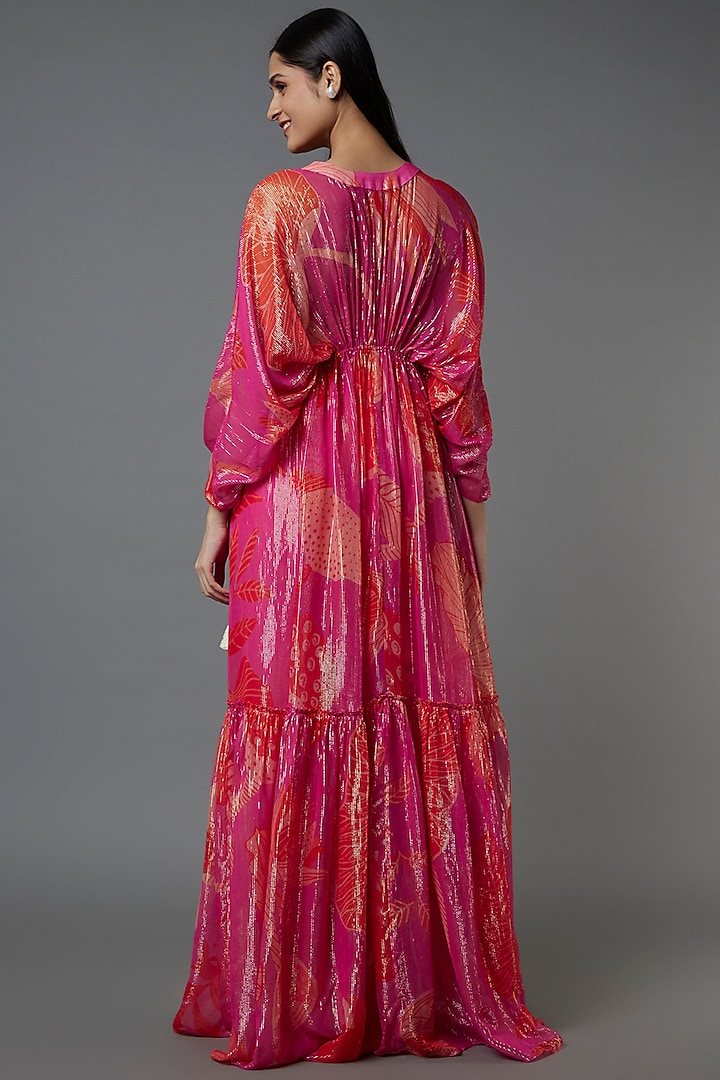 Fuchsia Floral Printed Kaftan by Archana Shah at Pernia's Pop Up Shop