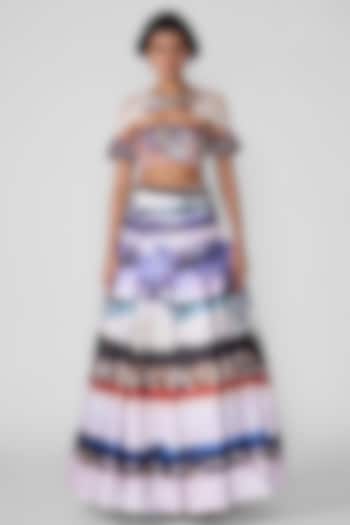 White Poly Gathered Ruched Skirt Set by Aisha Rao at Pernia's Pop Up Shop