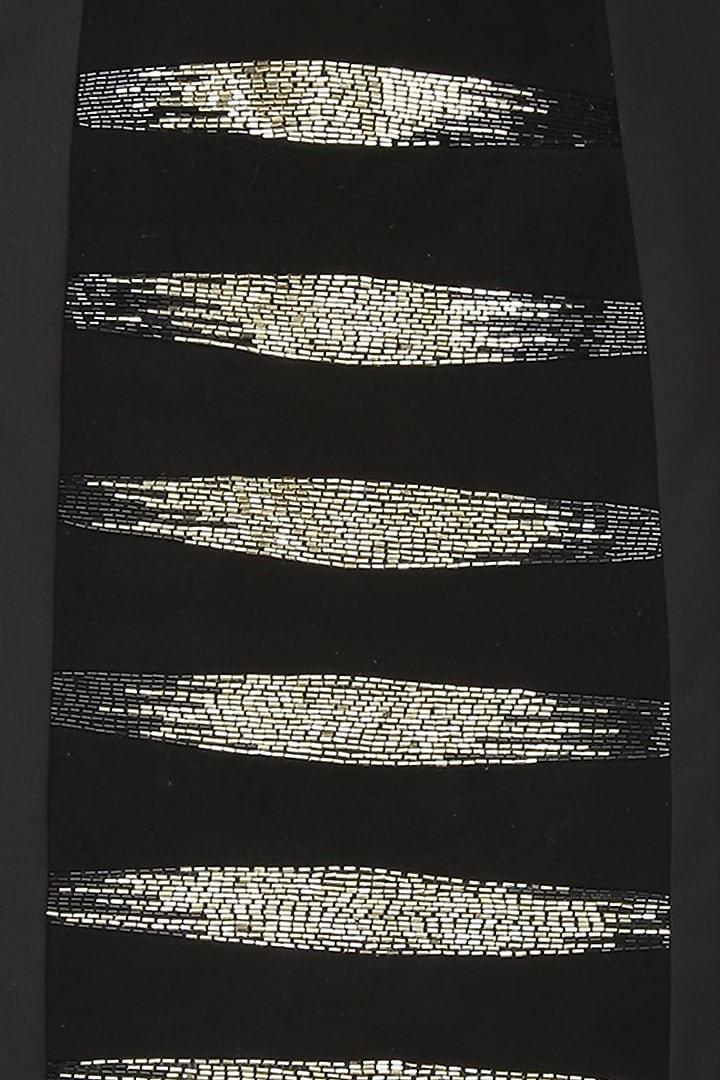 Black and gold cutdaana embroidered cross over dress available only at Pernia's Pop Up Shop.