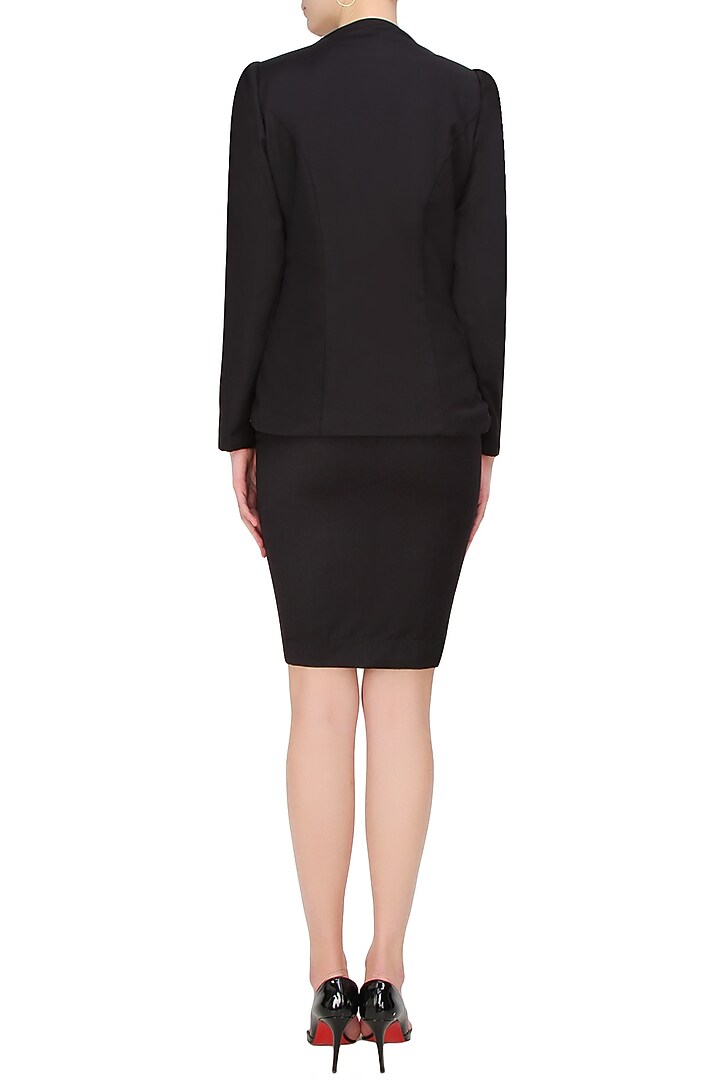 Black golden pipes embellished blazer available only at Pernia's Pop Up Shop.