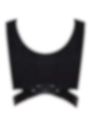Black Sequinned Cut Out Crop Top by AAWA By Aastha Wadhwa