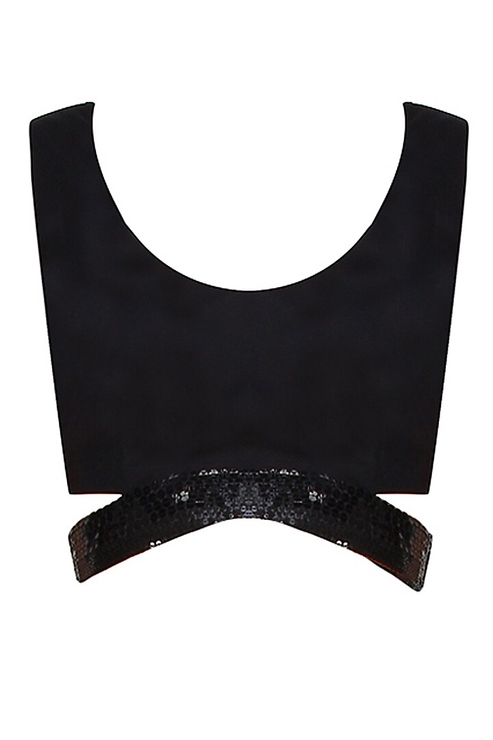 Black Sequinned Cut Out Crop Top by AAWA By Aastha Wadhwa