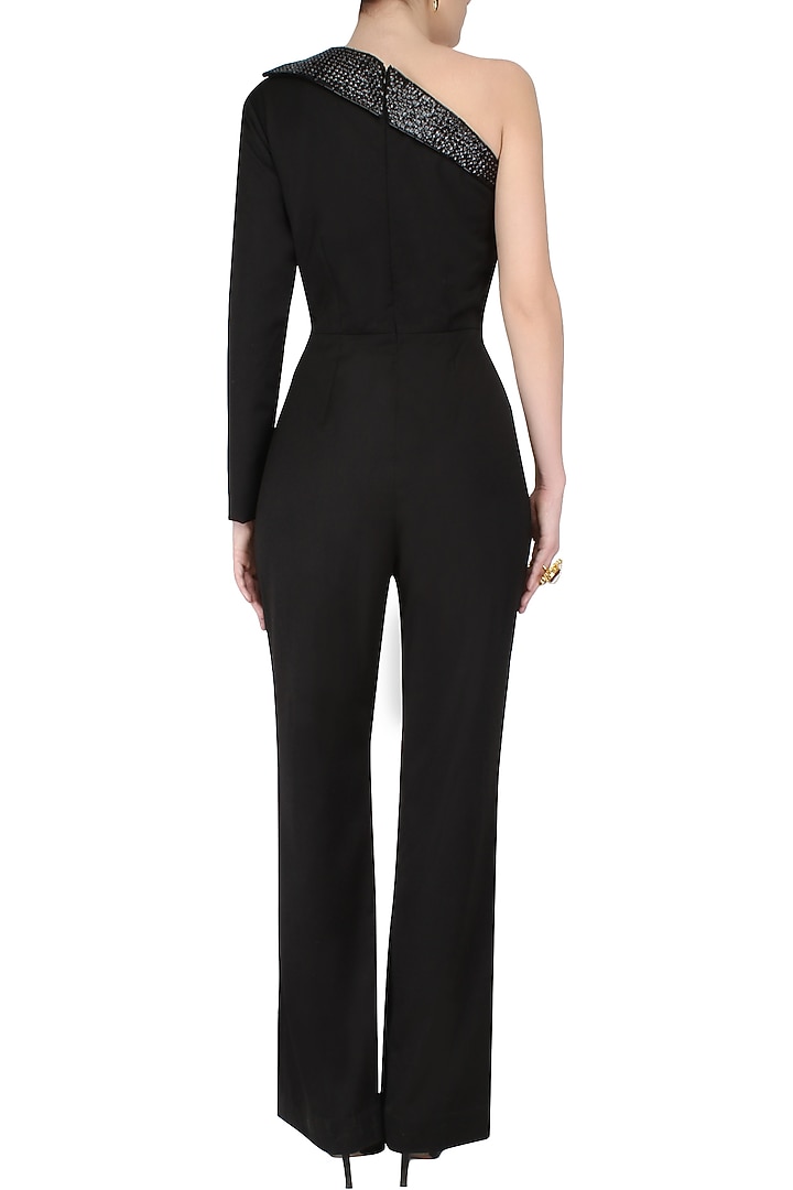 Aawa by Aastha Wadhwa presents Black one shoulder flared jumpsuit