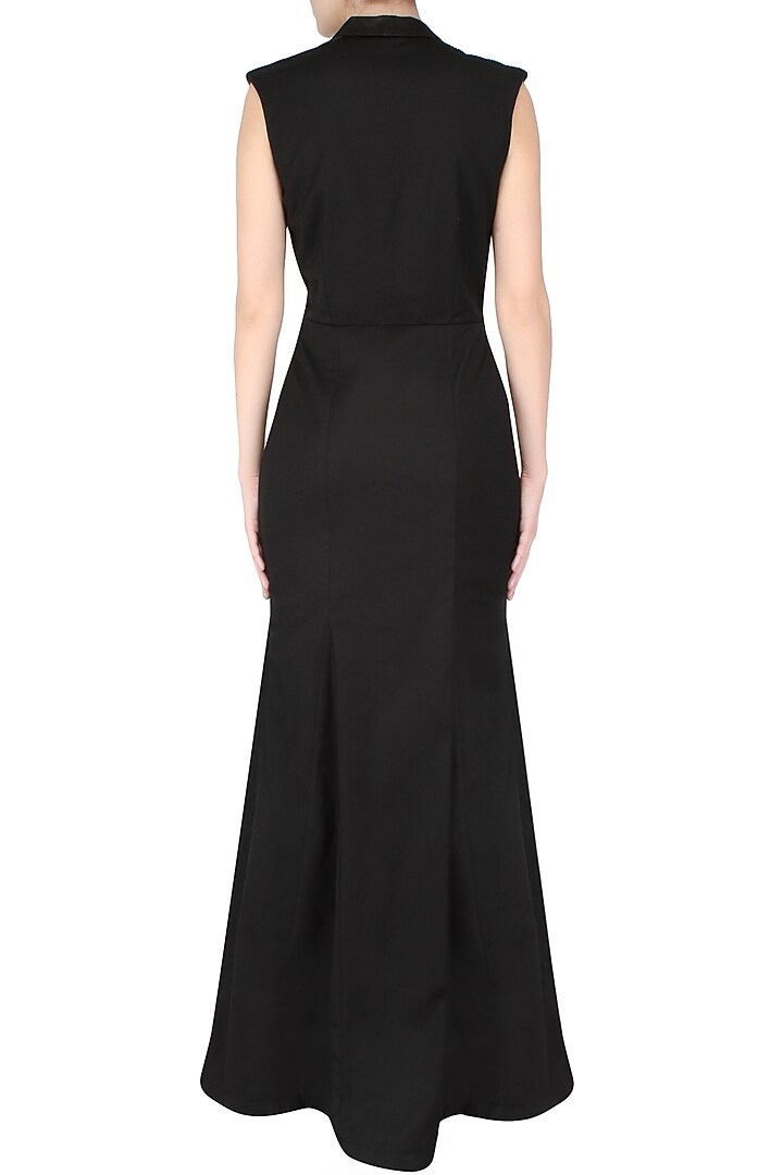 Aawa by Aastha Wadhwa presents Black cap sleeves stand up collar gown available only at Pernia's Pop Up Shop