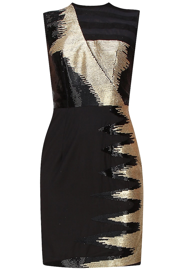 Black and gold sequins evening dress by AAWA By Aastha Wadhwa