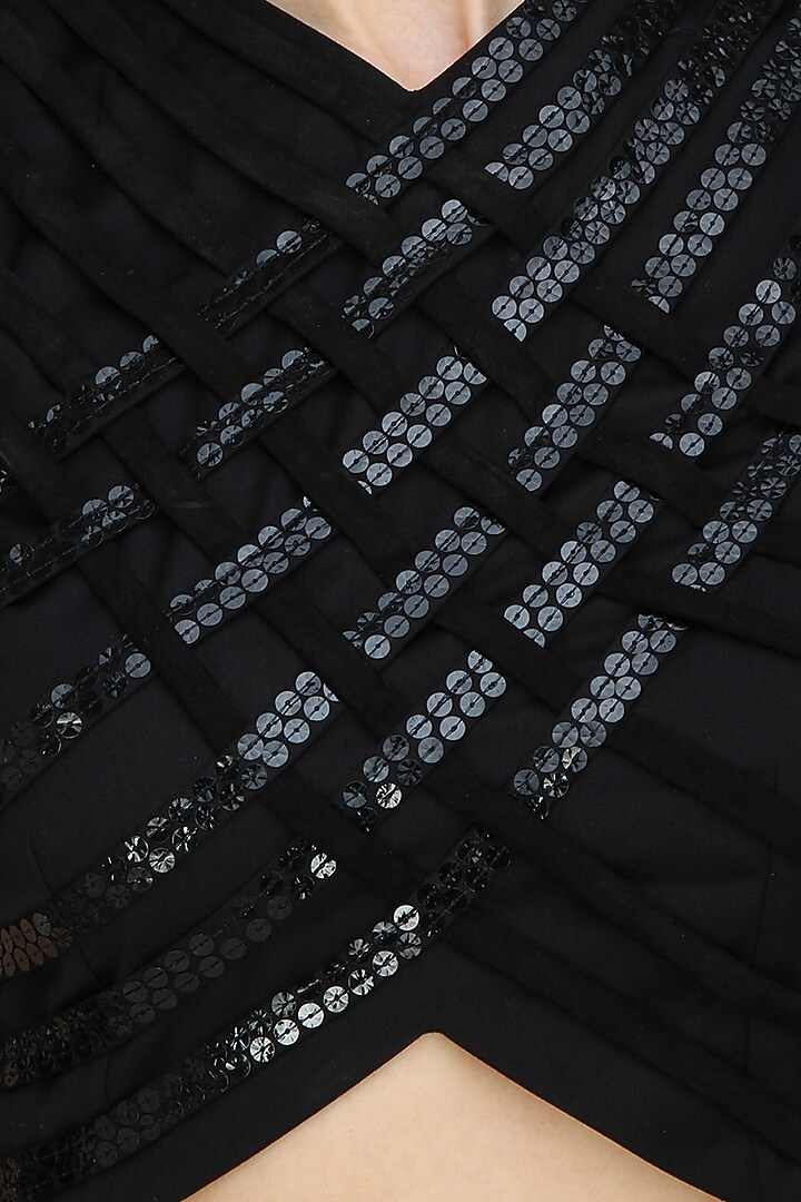 Black goat suede crop top available only at Pernia's Pop Up Shop