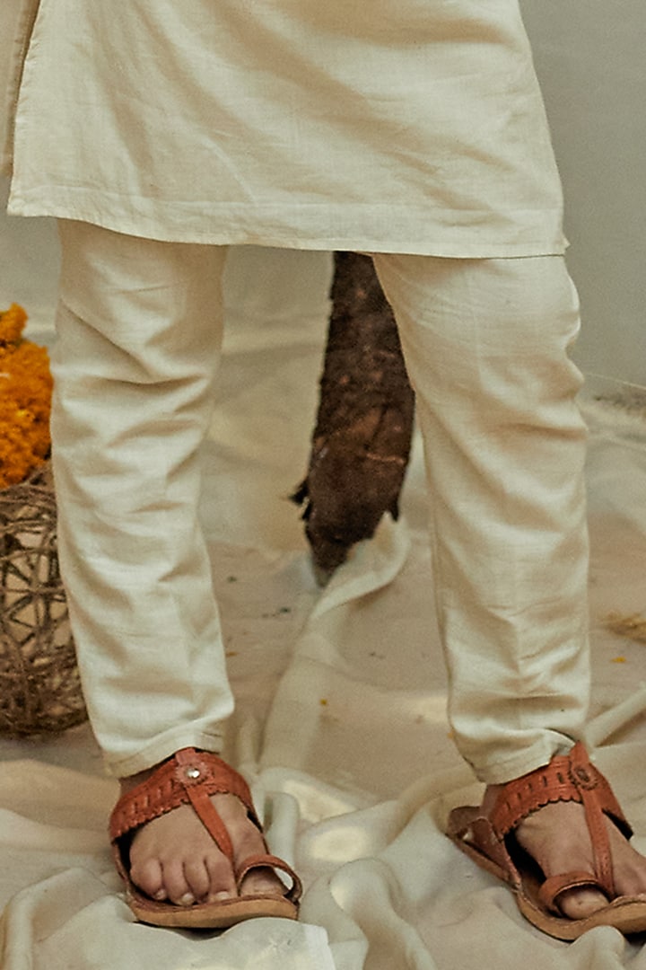 Mustard Chanderi Brocade Printed Jacket With Kurta Set For Boys by All Boy Couture at Pernia's Pop Up Shop