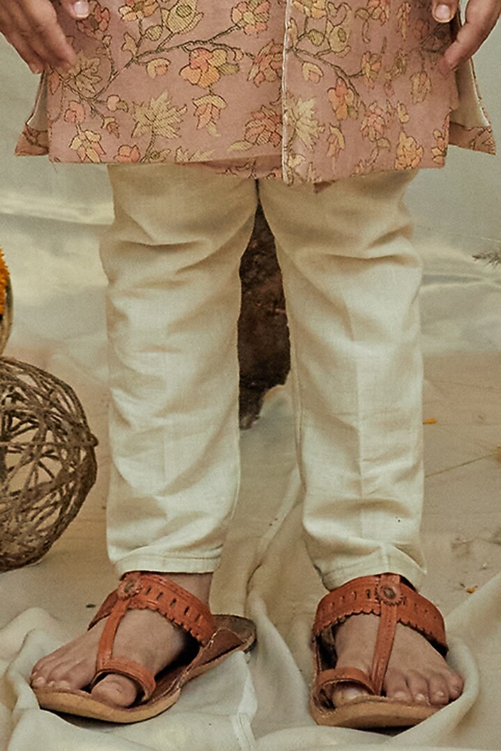 Baby Pink Cotton Silk Printed Jacket With Kurta Set For Boys by All Boy Couture at Pernia's Pop Up Shop