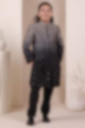 Black Ombre Chanderi Silk Achkan Set For Boys by All Boy Couture at Pernia's Pop Up Shop