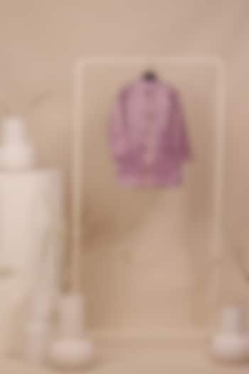 Lavender Chanderi Silk Zari Striped Kurta Set For Boys by All Boy Couture at Pernia's Pop Up Shop