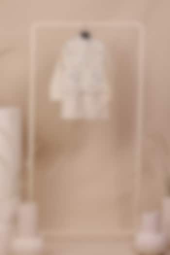 Off-White Chanderi Silk Thread Work Nehru Jacket Set For Boys by All Boy Couture at Pernia's Pop Up Shop