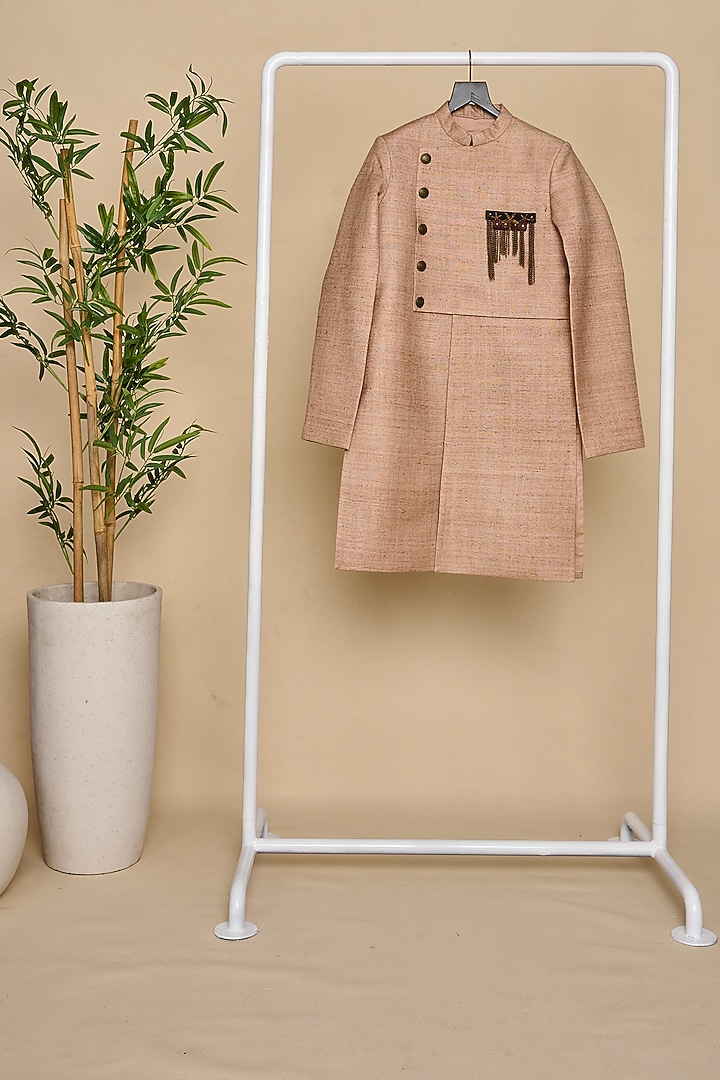 Nude Double Matka Achkan Kurta Set For Boys by All Boy Couture at Pernia's Pop Up Shop
