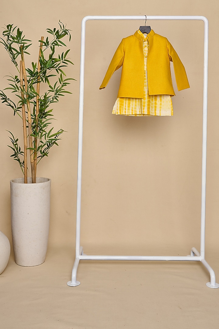 Canary Yellow Cotton Matka Jodhpuri Set For Boys by All Boy Couture at Pernia's Pop Up Shop