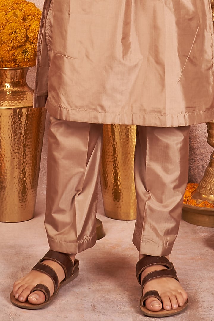 Dull Green Pure Banarasi Silk Zari Embroidered Nehru Jacket Set For Boys by All Boy Couture at Pernia's Pop Up Shop