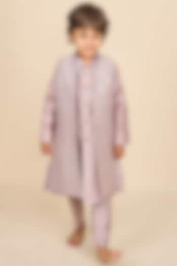 Lavender Handloom Silk Chanderi Sequins Embroidered Indo-Western Jacket For Boys by All Boy Couture