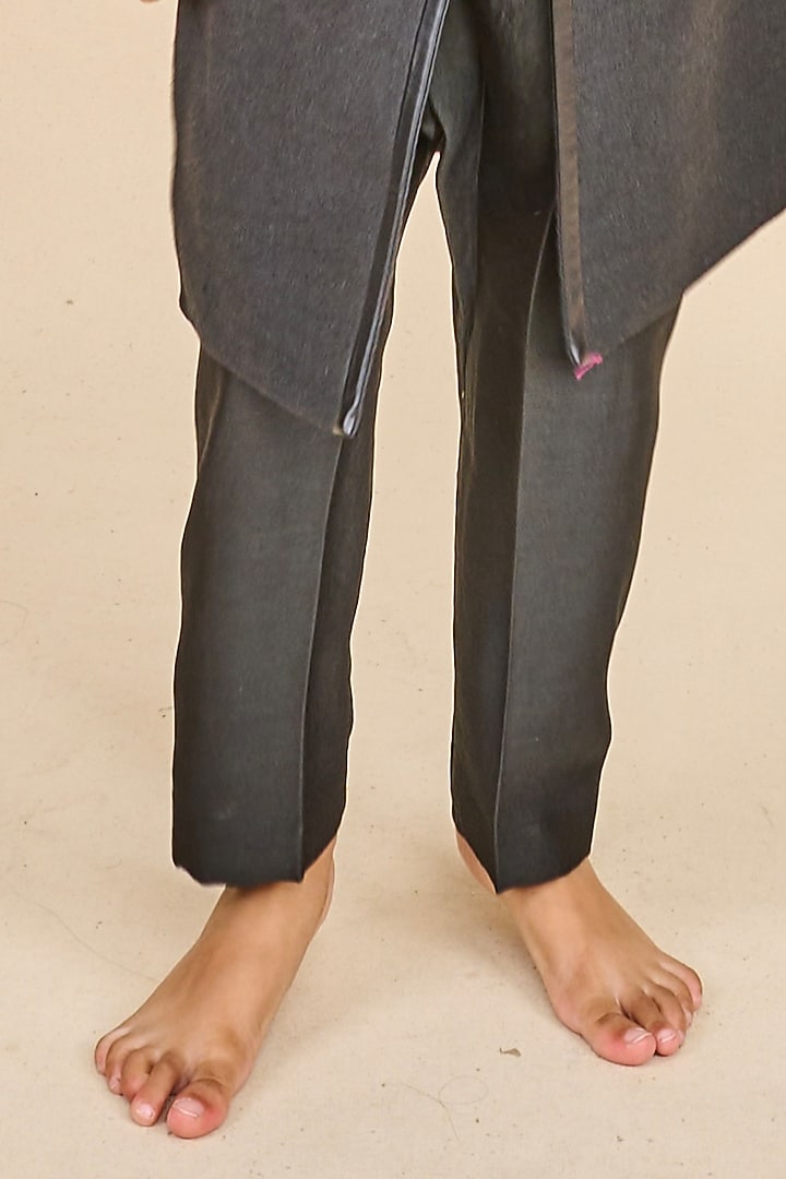 Charcoal Black Cotton Matka Indo- Western Set For Boys by All Boy Couture at Pernia's Pop Up Shop